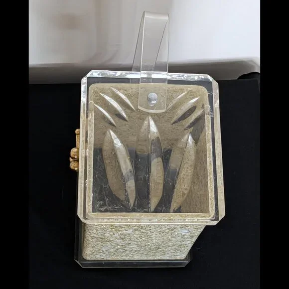 Amazing CHARLES KAHN Confetti Lucite Box Purse from the 1950s, VG-EX Cond - Picture 6 of 10
